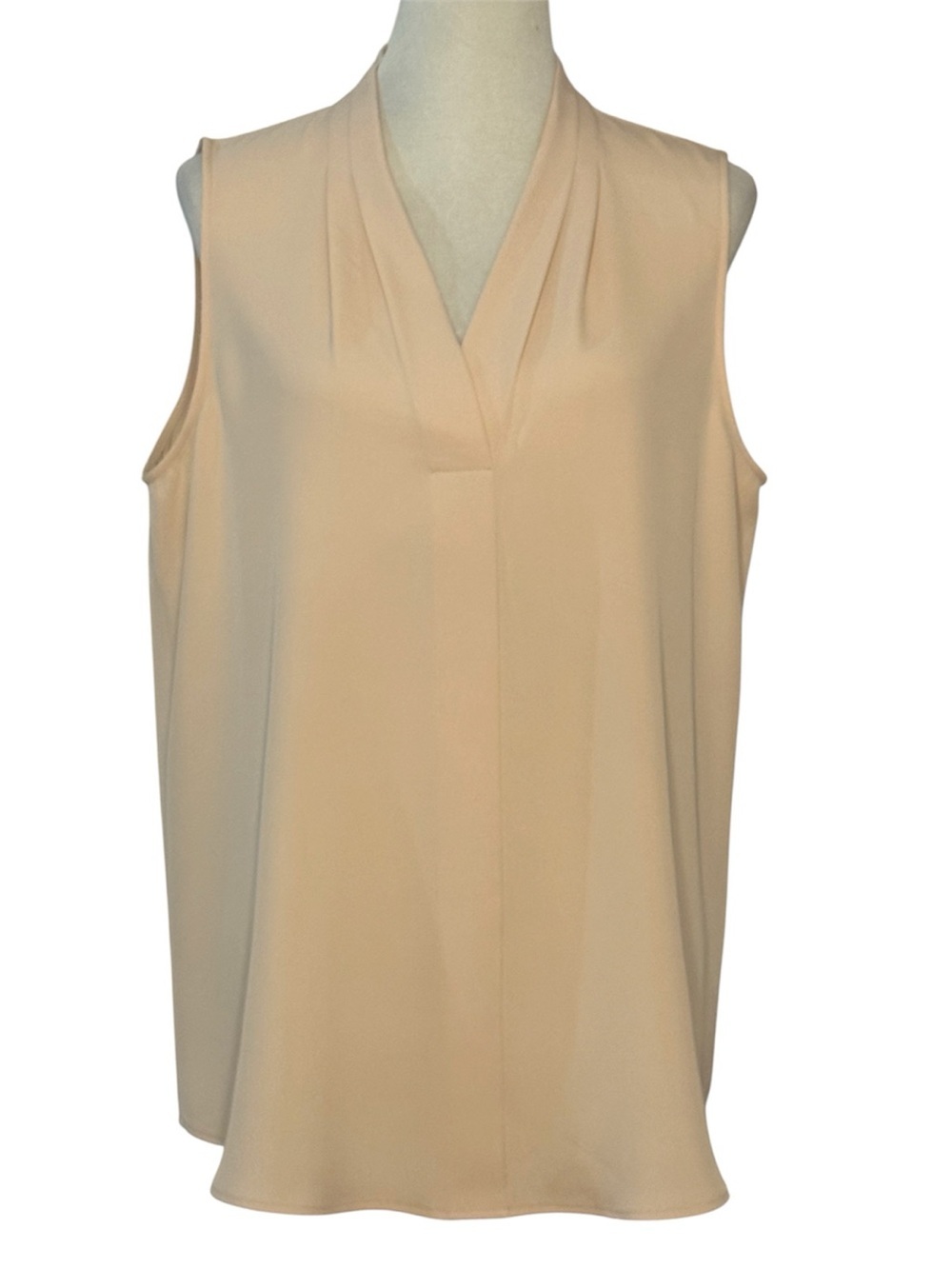 Calvin Klein XL Blush Pink Sleeveless Blouse V Neck Tunic Top Career Office NWT